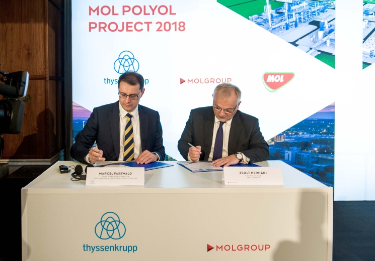 O projekte Polyol je rozhodnut, Skupina MOL uzavrela so spolonosou thyssenkrupp zmluvy o ininieringu, nkupe a vstavbe